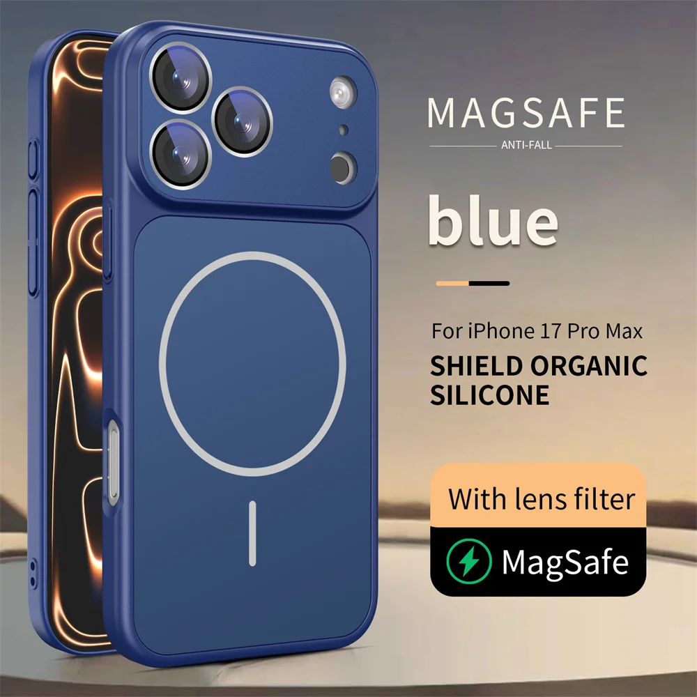 (iphone 16 Pro, Azul) Capa Para Iphone Com Suporte Magnético Magsafe, Resistente A Impactos E Com Proteção Em Silicone Líquido.