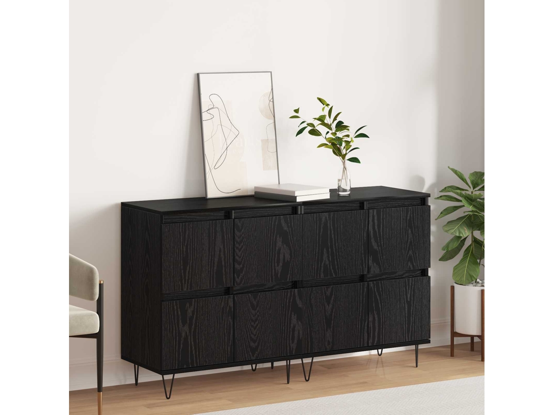 Vidaxl Aparadores 2 Pcs Carvalho Preto