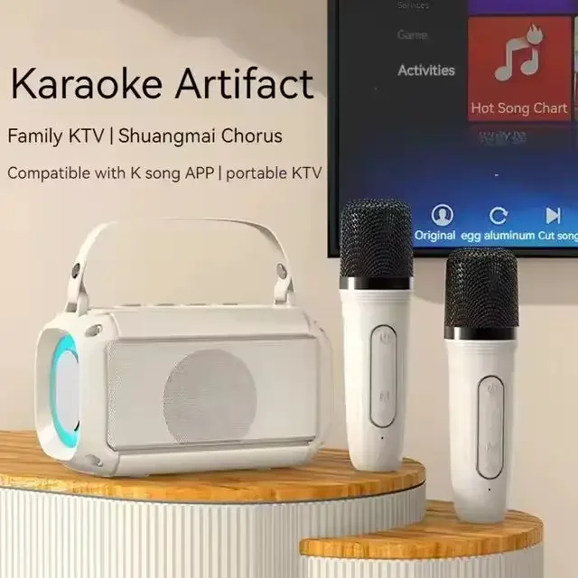 Máquina de karaokê infantil MDUG com alto falante Bluetooth, 1 ou 2 microfones, resistente