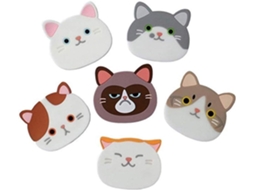 Conjunto de 6 Porta copos de Silicone com Estampa de Gatinhos, para Vinho, Chá, Café e Cerveja AQUAFORGE