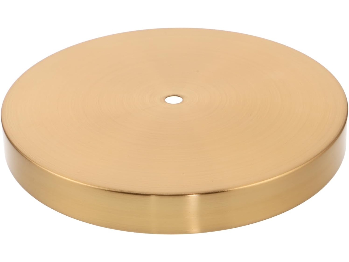 Base Redonda De Ferro Baluue Para Luminária Mesa, 200x25 Mm, Cor Cobre Suporte Estável Para Luminárias De Mesa E
