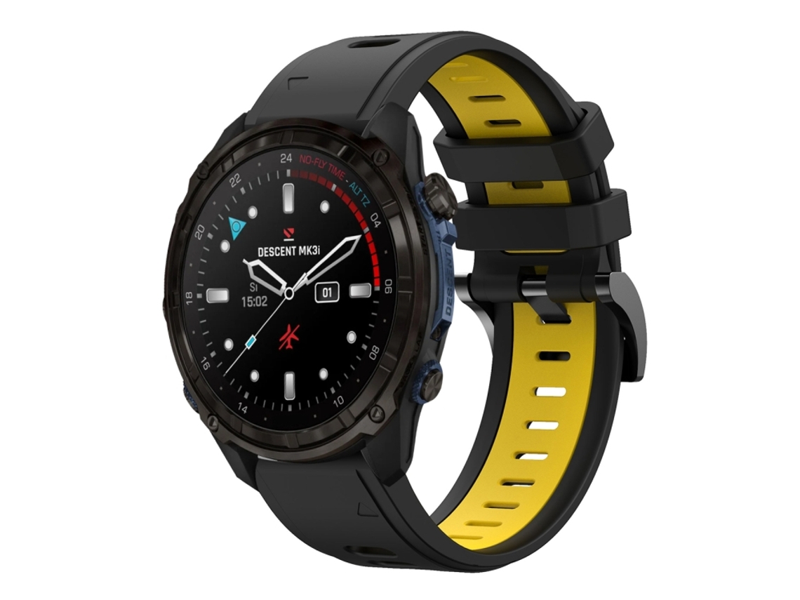 Bracelete Silicone Esportivo para Garmin Descent Mk3i XIAOMOYU (26mm) Preto e Amarelo