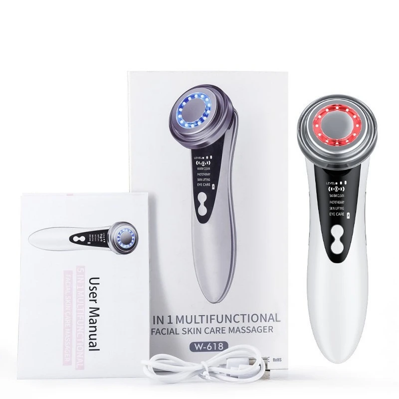 Massageador facial elétrico com LED (branco)