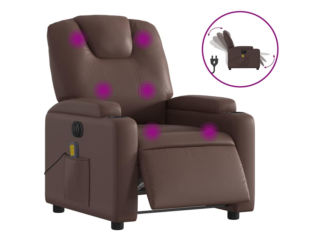 Electric Massage Recliner Chair, Electric Massage Recliner Chairs Vidaxl Marrom Couro Artificial