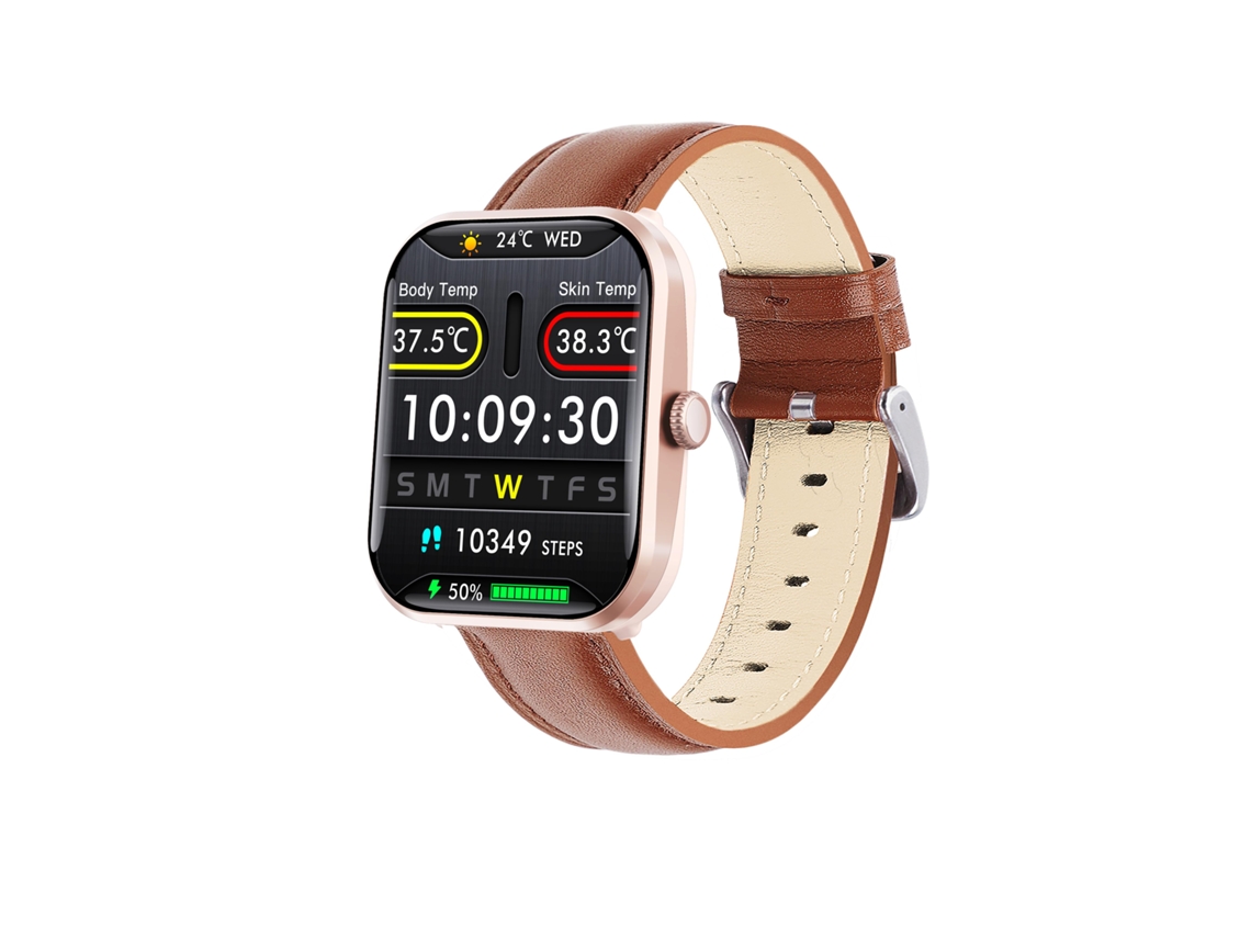 Smartwatch Chronus Com Alertas De Temperatura Ecrã De 1,9 Polegadas E 108 Modos Desportivos Castanho