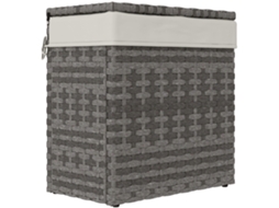 Cesta de Armazenamento para Jardim e Casa em Rattan com Tecido Interno. 57x34x62cm. Cinza Ge