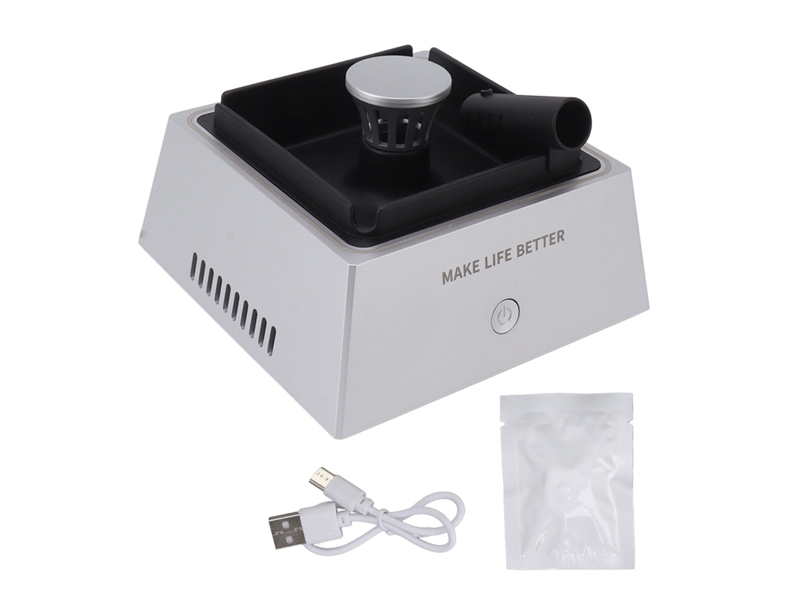 Purificador de ar portátil pequeno para quarto mesa escritório remove fumaça prata 2 velocidades S/MARCA