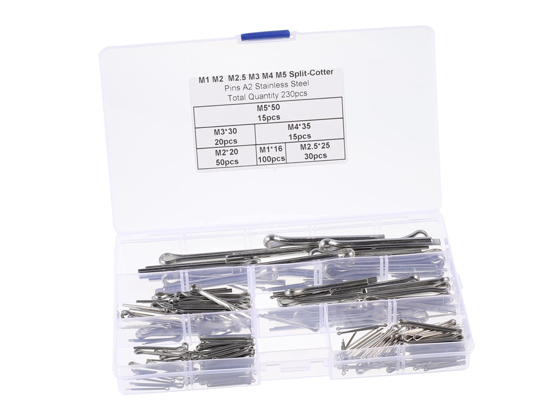 Kit Com 230 Pinos De Aço Inoxidável Para Fixação De Chaves, Com Estojo Transparente.