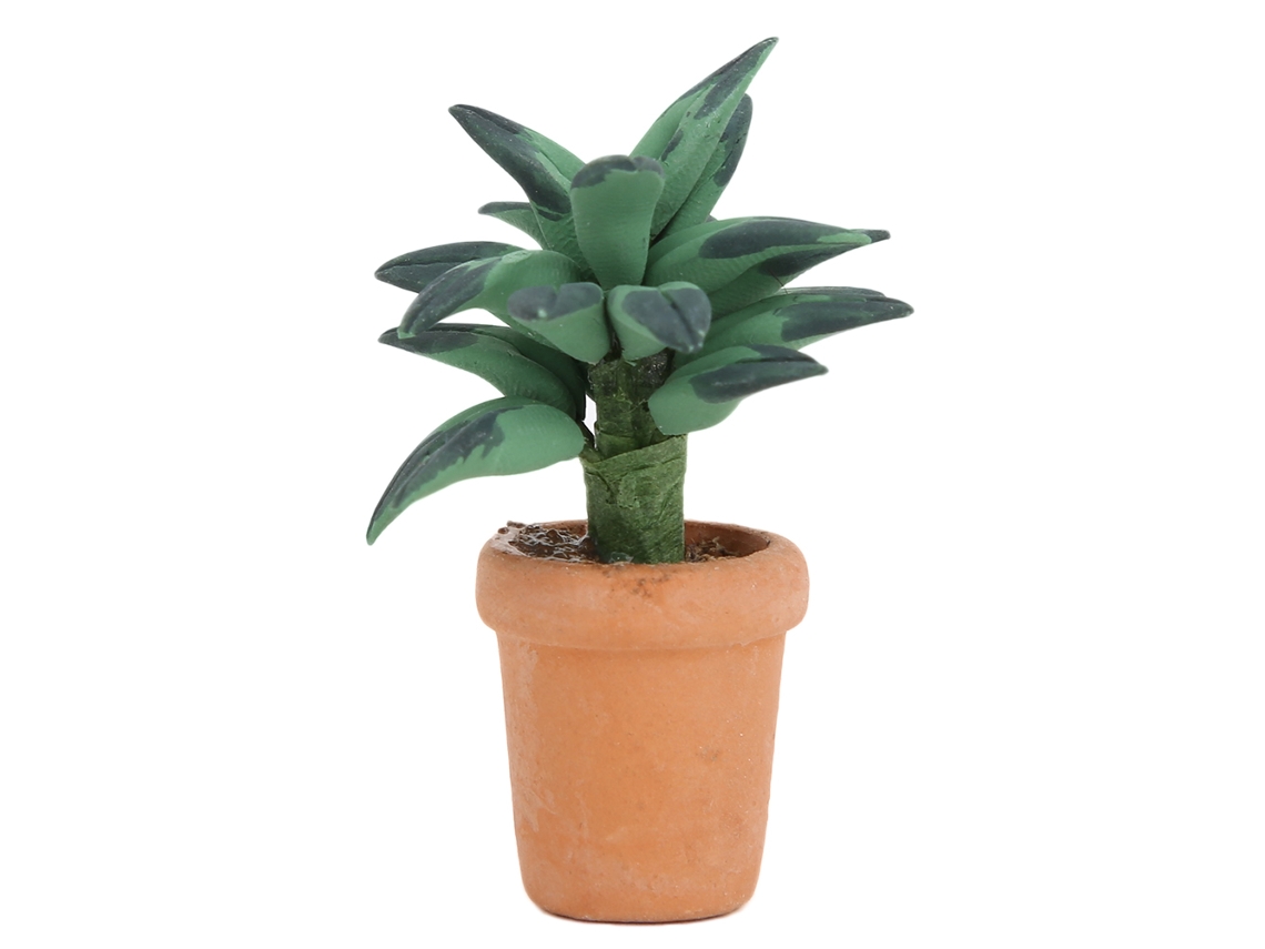 Primerox vasinho com Folhas Verdes Miniatura para Casa de Bonecas 1:12 Decoração Diy Acessório