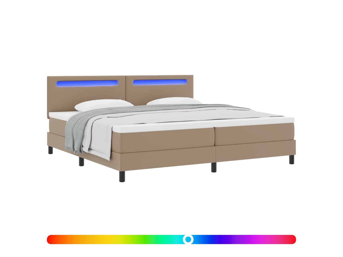 Vidaxl Cama Box Com Colchão Cappuccino 200 X 200 Cm Couro Sintético