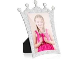 Porta Retratos Formato Coroa Prateada 15 Vidro Decorativo Europeu Ideal Quarto Decoração Elegante Mesa Cm Casa GOKOCO