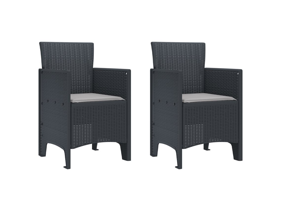 Conjunto 2 Cadeira Moderna Vidaxl Antracite Polipropileno (53 X 49 X 85 Cm)