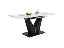 Mesa de Jantar telescópica PAPRIKA de 118 a 159 cm com tampo branco em V para cozinhas e escritórios