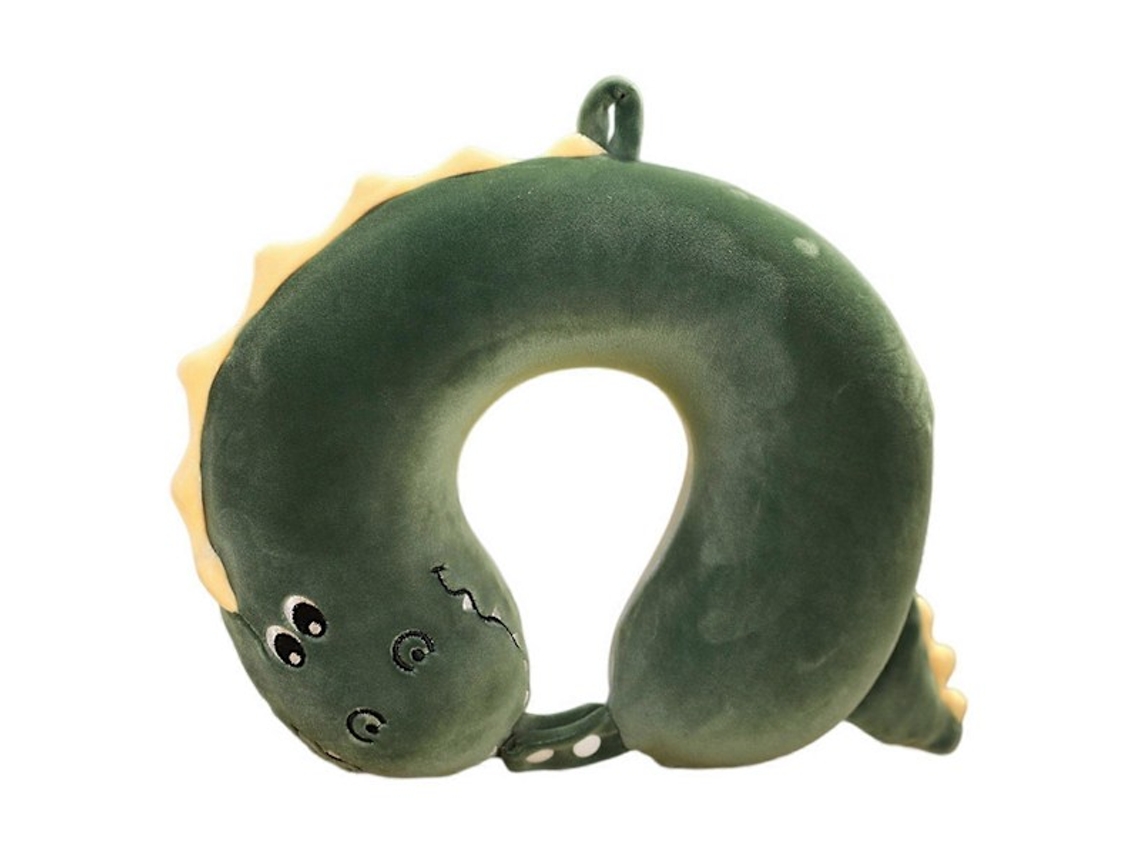 Almofada de Pescoço Ajustável, Extra Macia, Respirável, Resistente À Lavagem, em Formato de U, com Desenho Animado Fofo, para Viagem, Verde BRILVIBERA