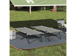 Vidaxl Cama De Camping Dobrável 2 Unid. Cinzeto 206 X 76 X 74 Cm