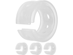 Conjunto de 4 amortecedores automotivos com pinos transparentes.