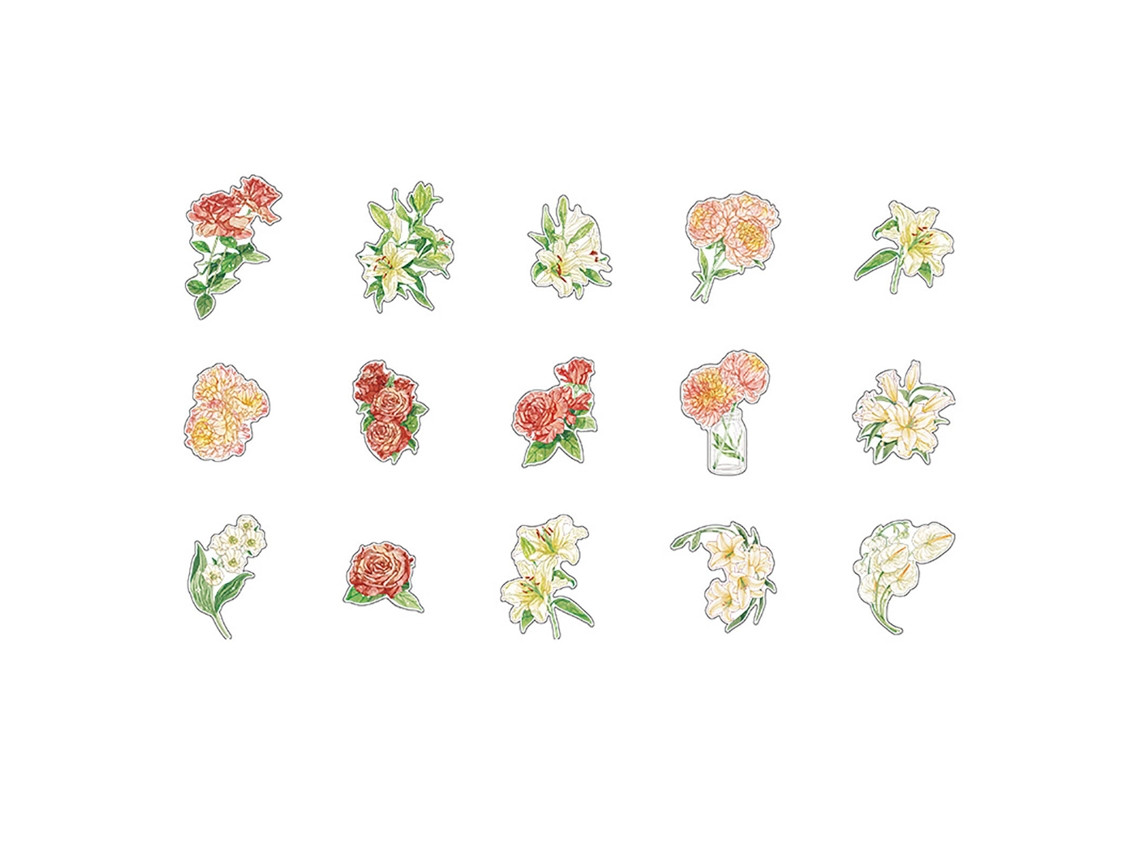 15 Adesivos Florais Pet com Padrões Exquisite para Scrapbook Notebook Diy Decorativo PORTAL
