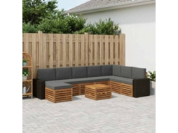 Vidaxl Conjunto De Sofás Para Exterior 9 Unid. Natural E Antracite