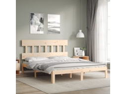 Vidaxl Estrutura De Cama King Size Com Cabeceira Madeira Maciça