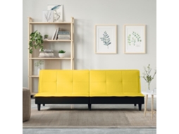 Vidaxl Sofá-cama Tecido Amarelo-claro