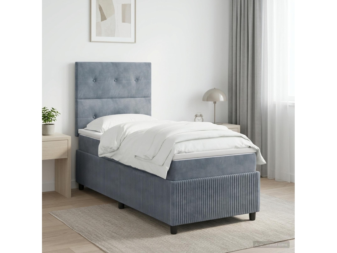 Vidaxl Cama Box Spring Com Colchão Cinzento-escuro 90 X 190 Cm Veludo