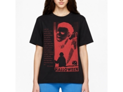 Camiseta preta Rockinstone Halloween Movie Blackest Eyes para adultos, estilo exclusivo de designer.