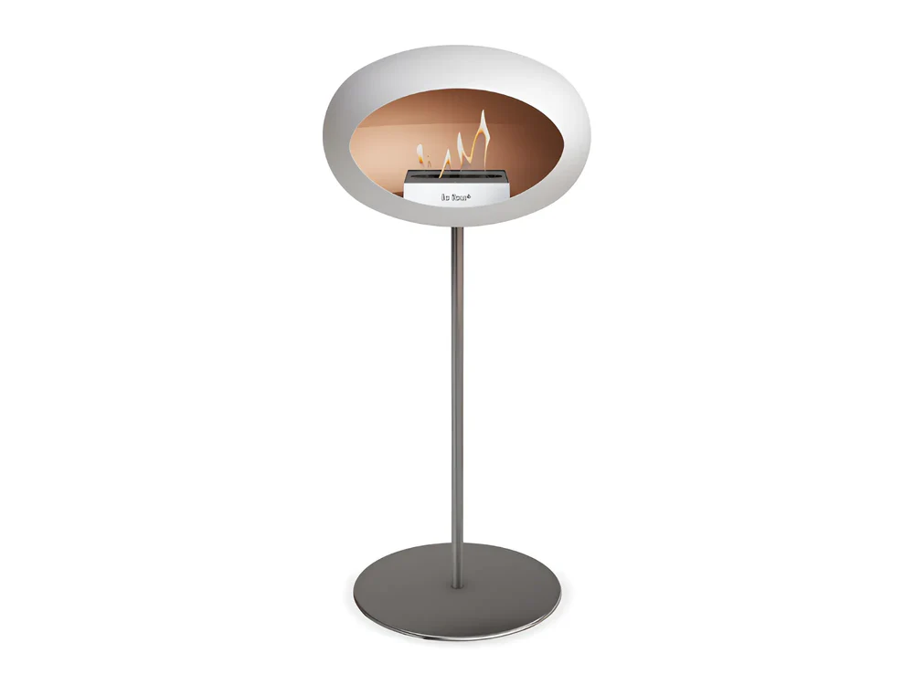 Lareira Bioetanol Aço Moído Branco Alto 1 Le Feu