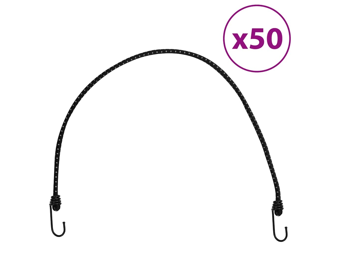 Vidaxl Cordas Elásticas C/ Faixas Refletoras E Ganchos 50 Pcs 88 Cm