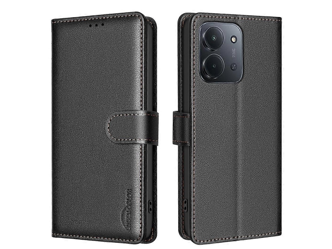 Capa De Couro Com Bloqueio Rfid Para Xiaomi Redmi 15c 5g E Xiaomi Redmi 15c 4g, Cor Binfen, Bf32, Preta