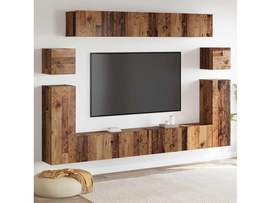 Vidaxl Unidades De Tv 4 Pcs Madeira Antiga Madeira Processada