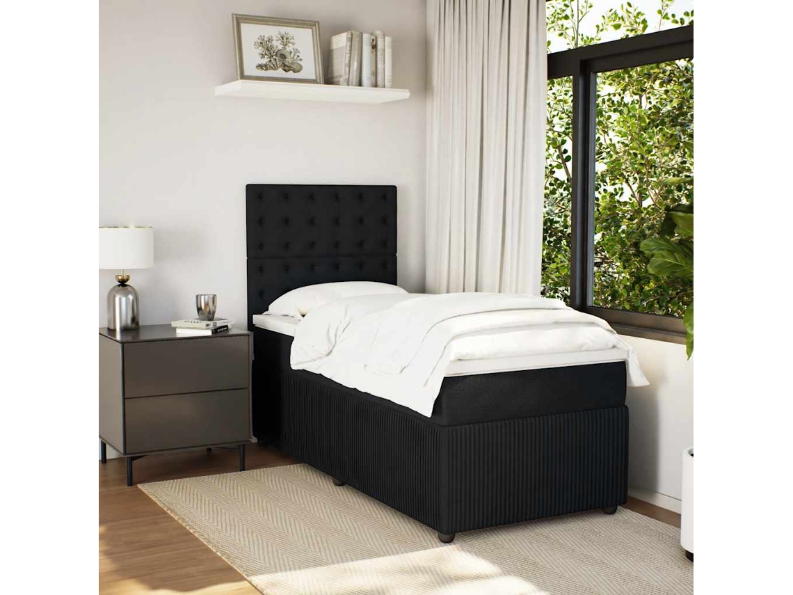 Vidaxl Cama com Molas/colchão 80x200 Cm Veludo Preto