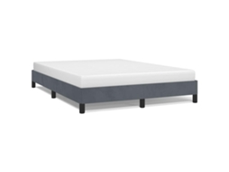 Estrutura de Cama sem Colchão em Cinza Escuro 137x190 cm Veludo Tamanho Casal MAISON EXCLUSIVE