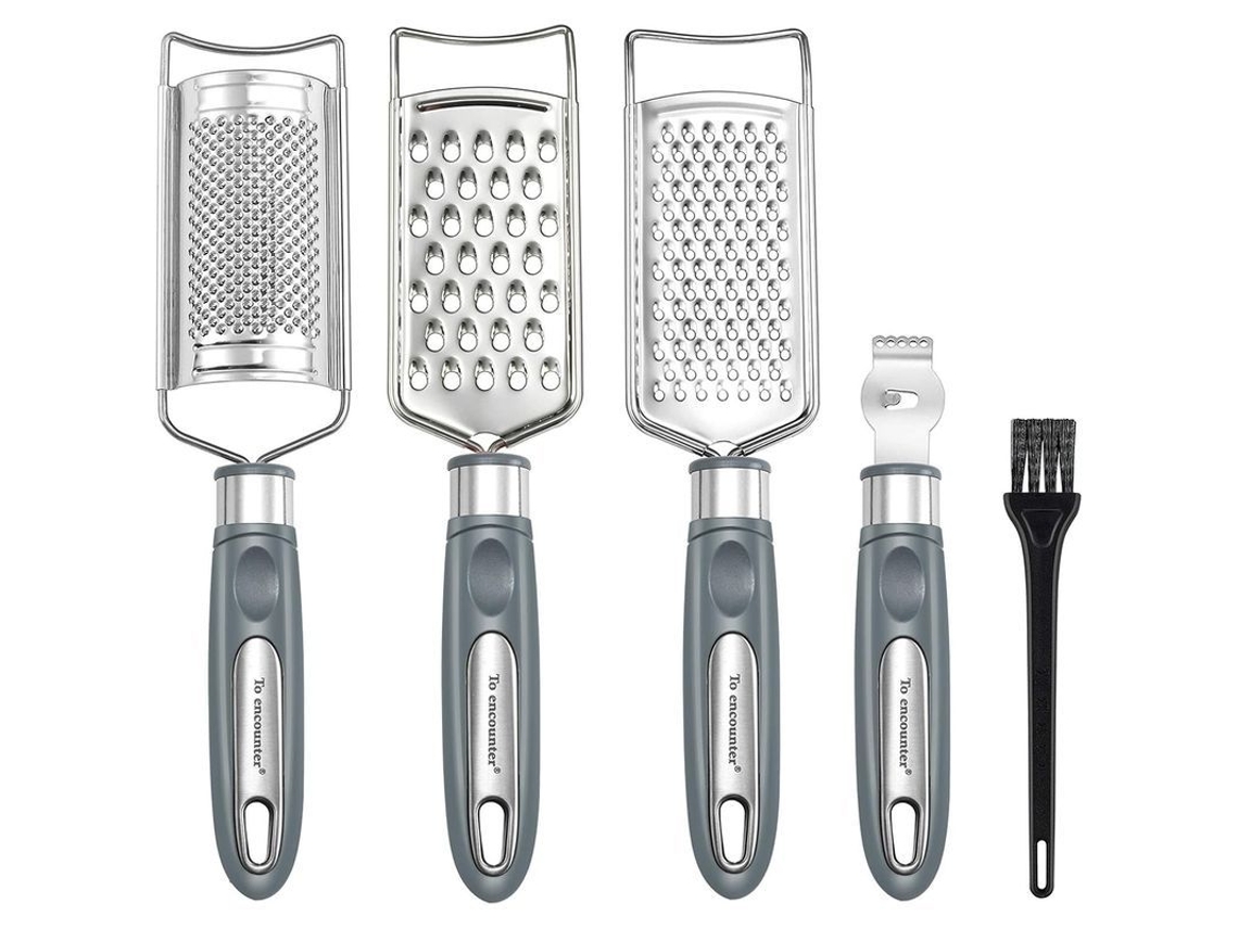 2026 rallador de Cocina Multiusos de Acero Inoxidable para Verduras Frutas Chocolate Con Cepillo de Limpieza Gris