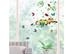 Yy, Adesivo De Janela Com Ramo, Flor De Pêssego E Borboleta