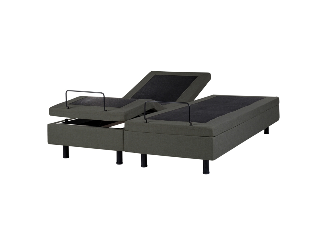 Cama Ajustable Sin Cabecero Beliani Castellan De Tela Gris 160x200x37
