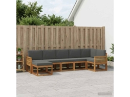 Vidaxl Conjunto De Sofás Para Exterior 7 Pcs Natural E Antracite
