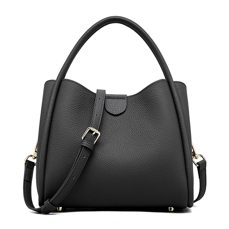 (3060-preto) Bolsa De Ombro Feminina De Luxo Em Couro Genuíno, Bolsa De Couro Bovino De Alta Qualidade.