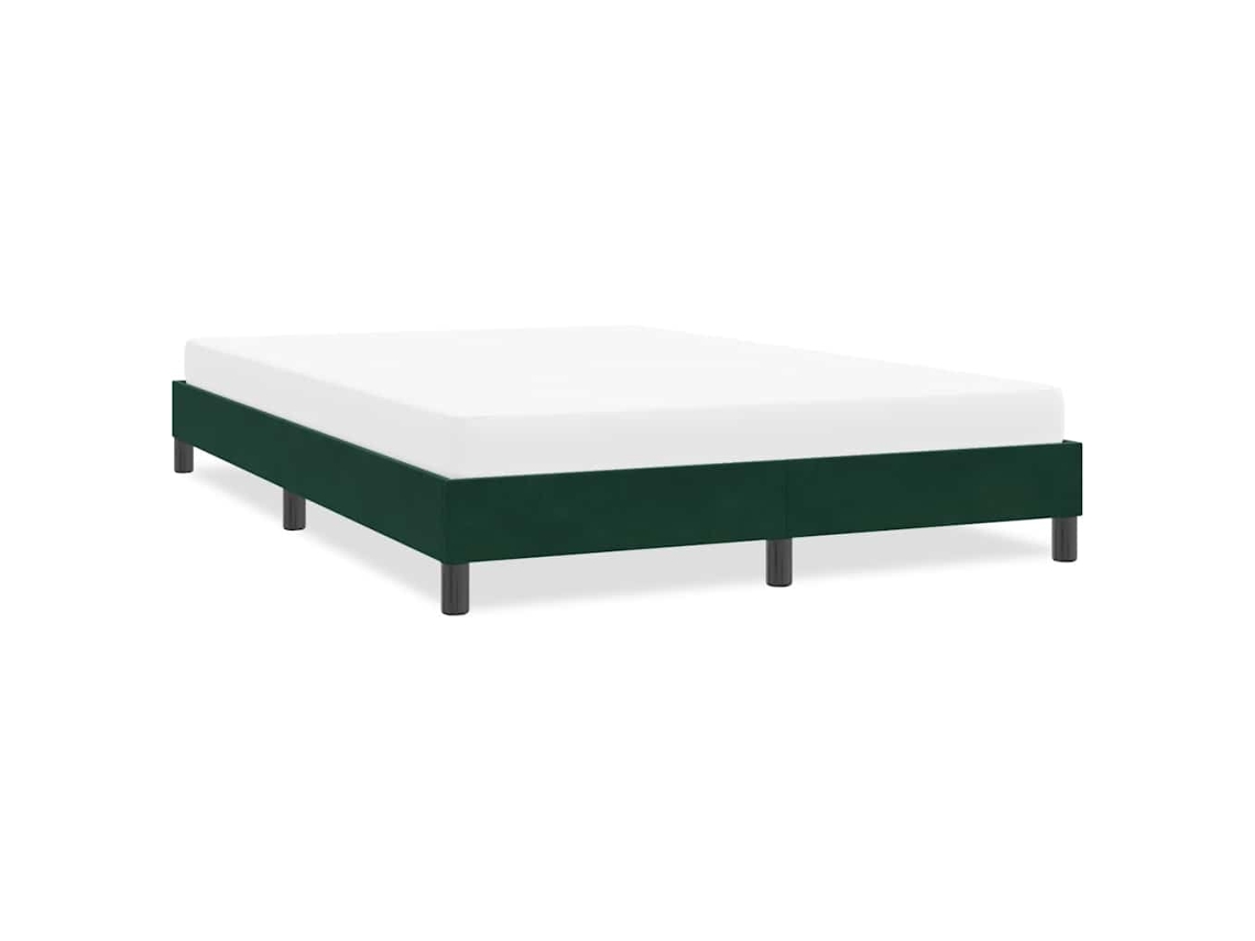 Vidaxl Estrutura De Cama Sem Colchão 140x220 Cm Veludo Verde-escuro