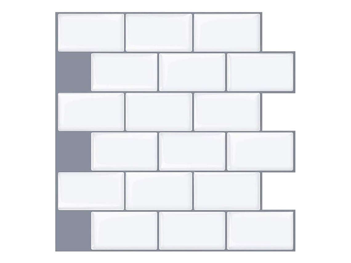 Lurelia Azulejo Adesivo Cozinha Banho Pvc Autoadesivo Removível Resistente Ao Calor Branco 10 Unidades 30,5x30,5 Cm Quarto