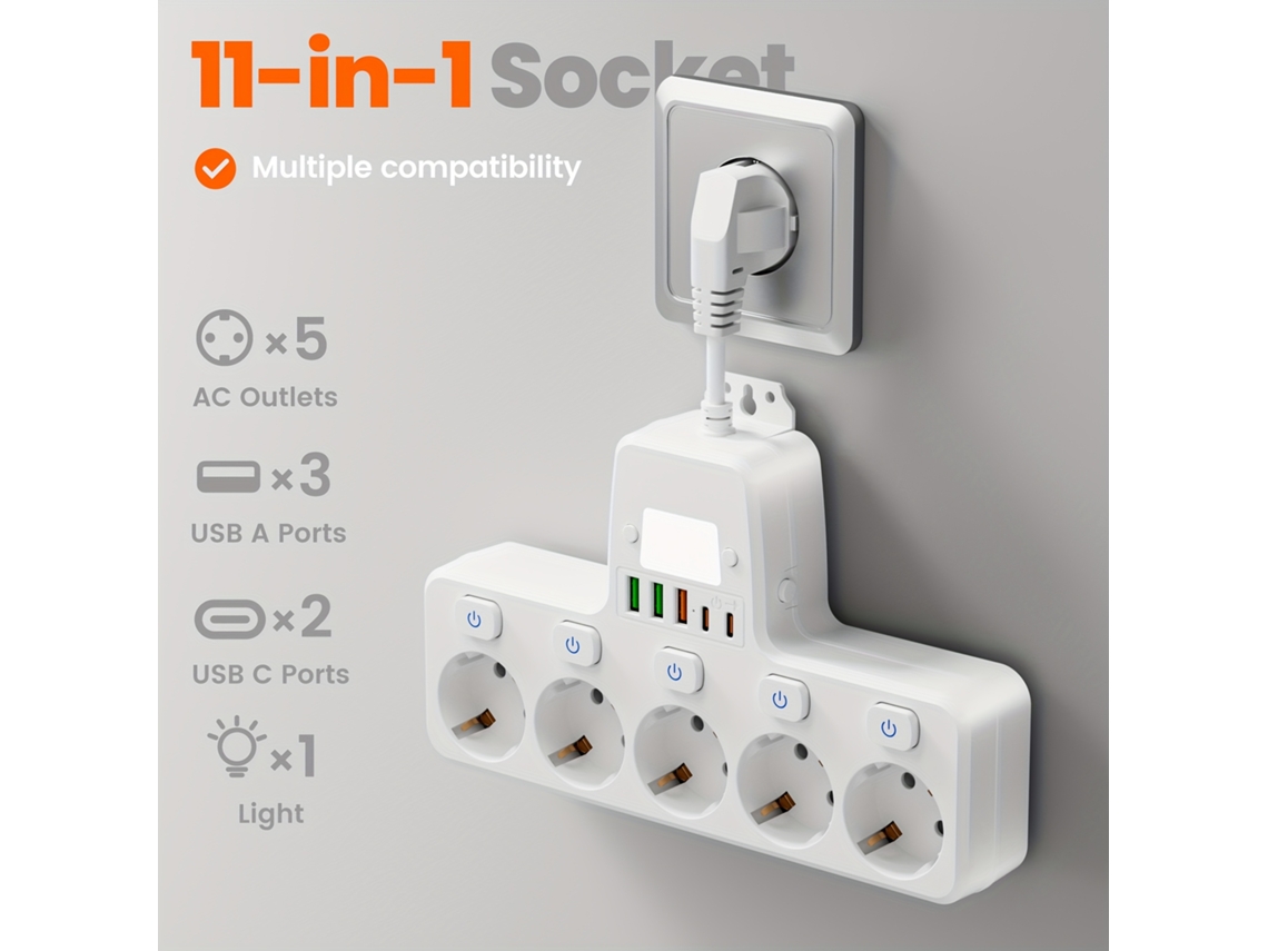 Adaptador multifuncional de tomada elétrica 9 em 1, transferência, tablets, casa, STELASPLEN
