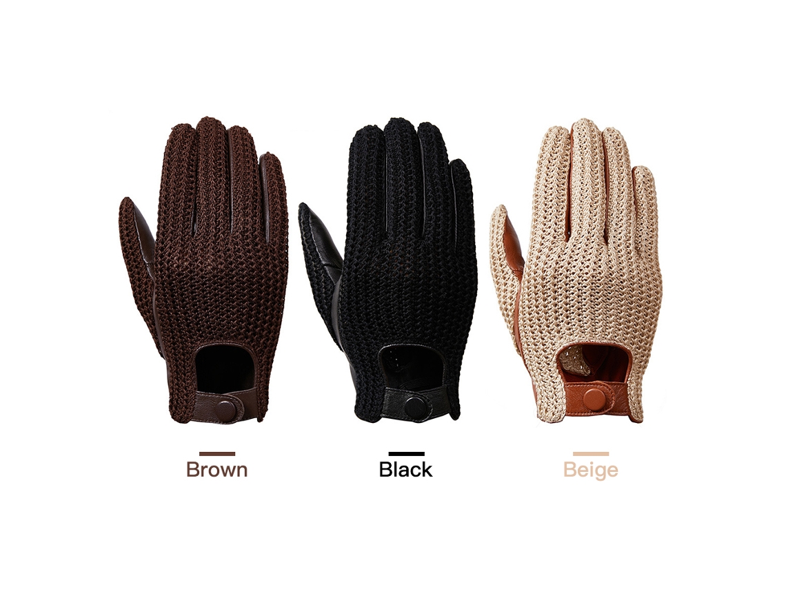 Luvas De Couro De Cabra Para Homem Com Tela Tática Para Motocicleta E Dirigir Diário No Inverno