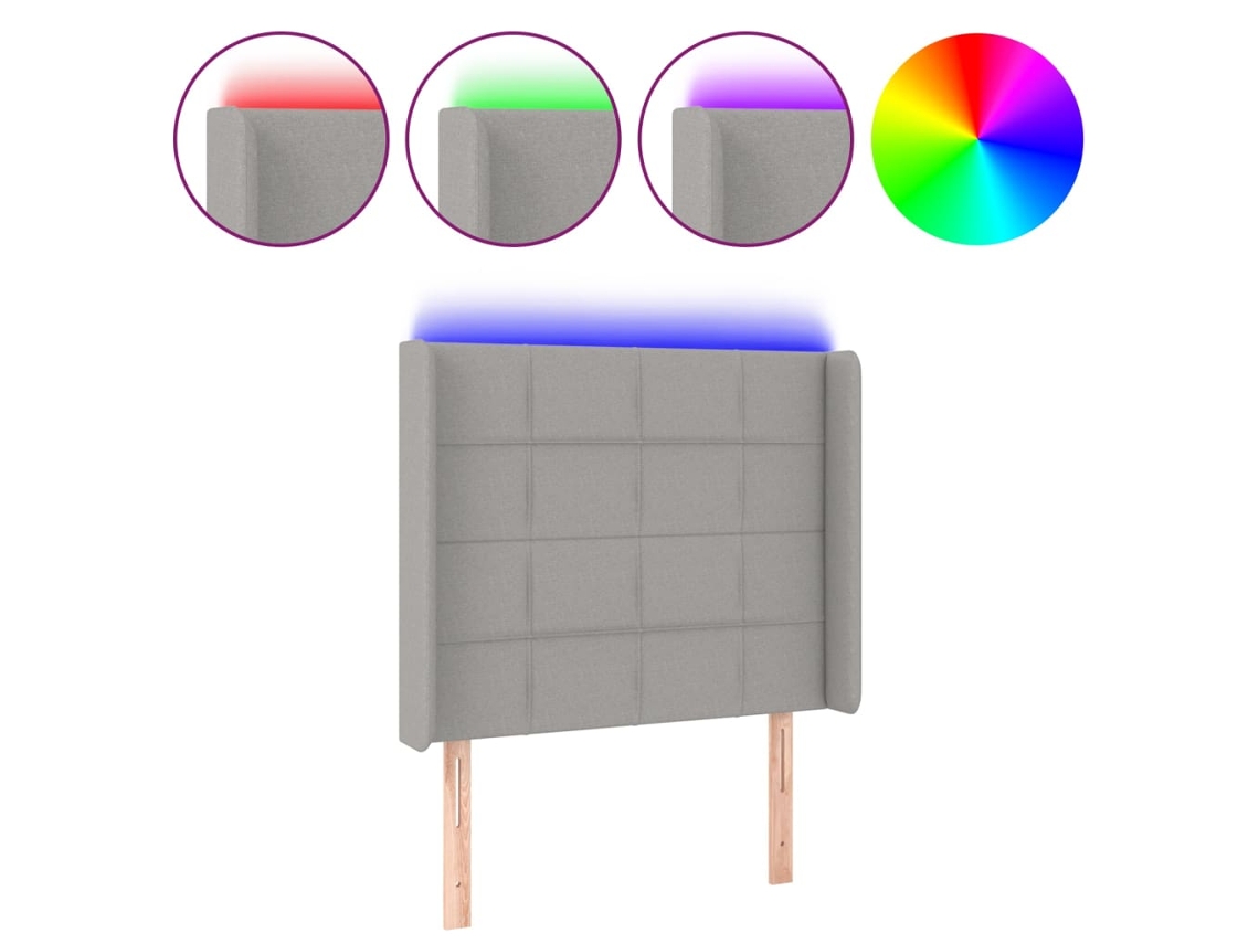 Led Headboard, Led Headboards Vidaxl Cinzeto Tecido (103 X 16 X 118/128 Cm)