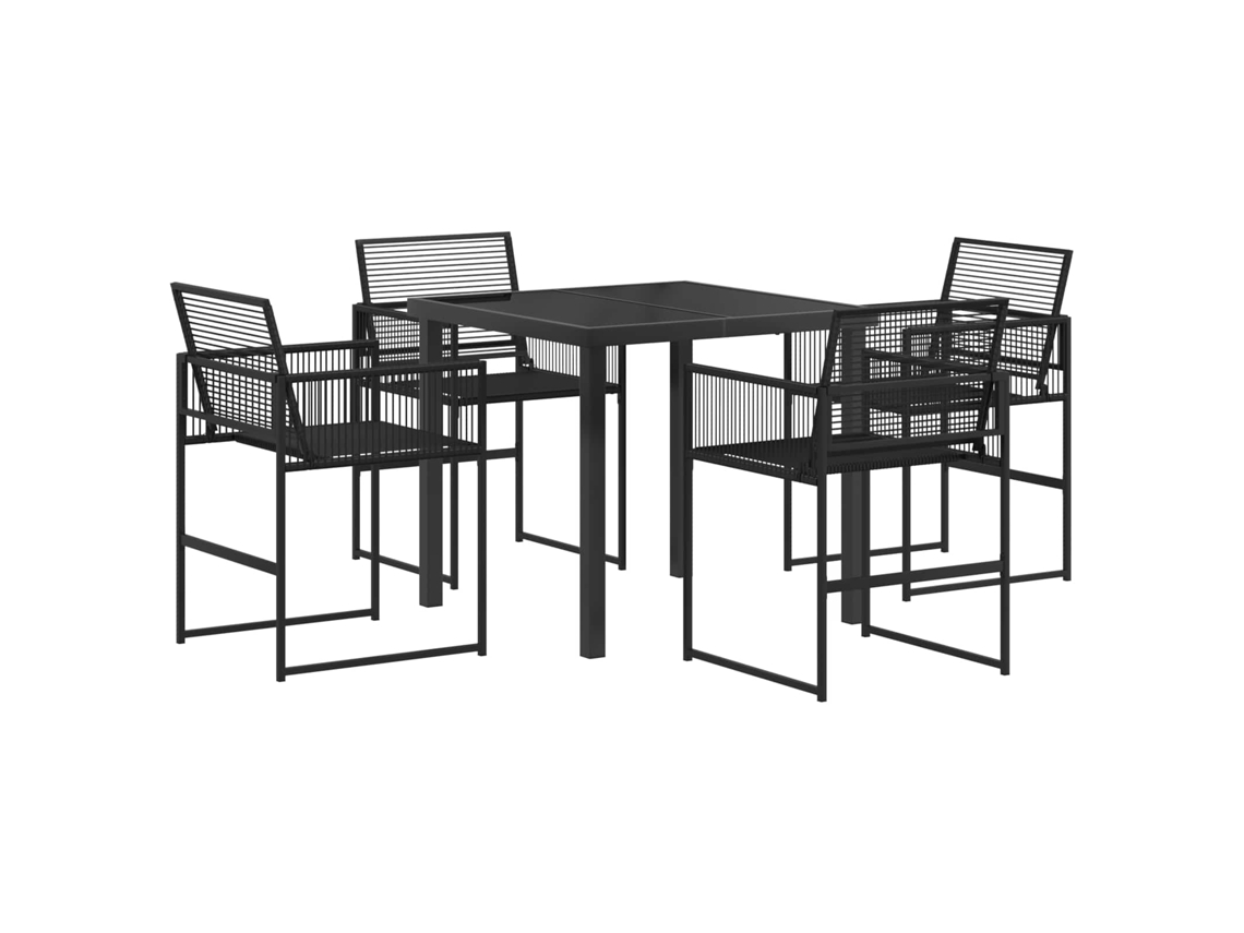 Maison Exclusive - Conjunto De Jantar Para Jardim 5 Pcs Preto Vime Pe