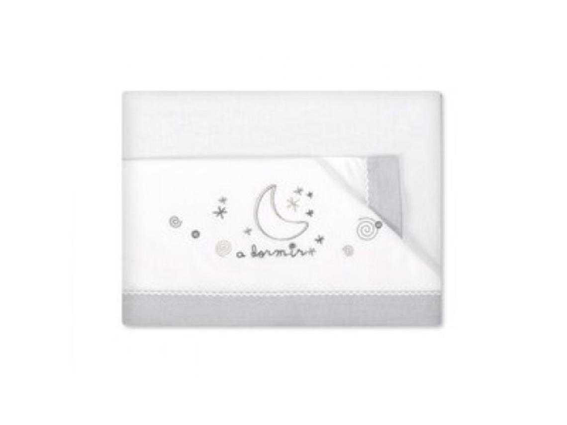 Lençol Algodão PIRULOS para Berço A Dormir Branco e Cinza