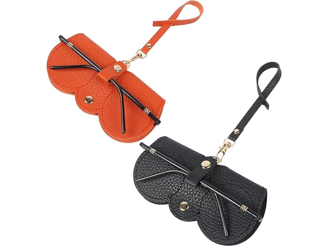 Bolsa para Óculos de Sol Fina e Portátil em Pele Macia Cores: Laranja Preto 2 Unid. TRANTECH