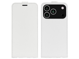 Capa De Couro Texturizada Para Iphone 17 Pro Com Aba Vertical.