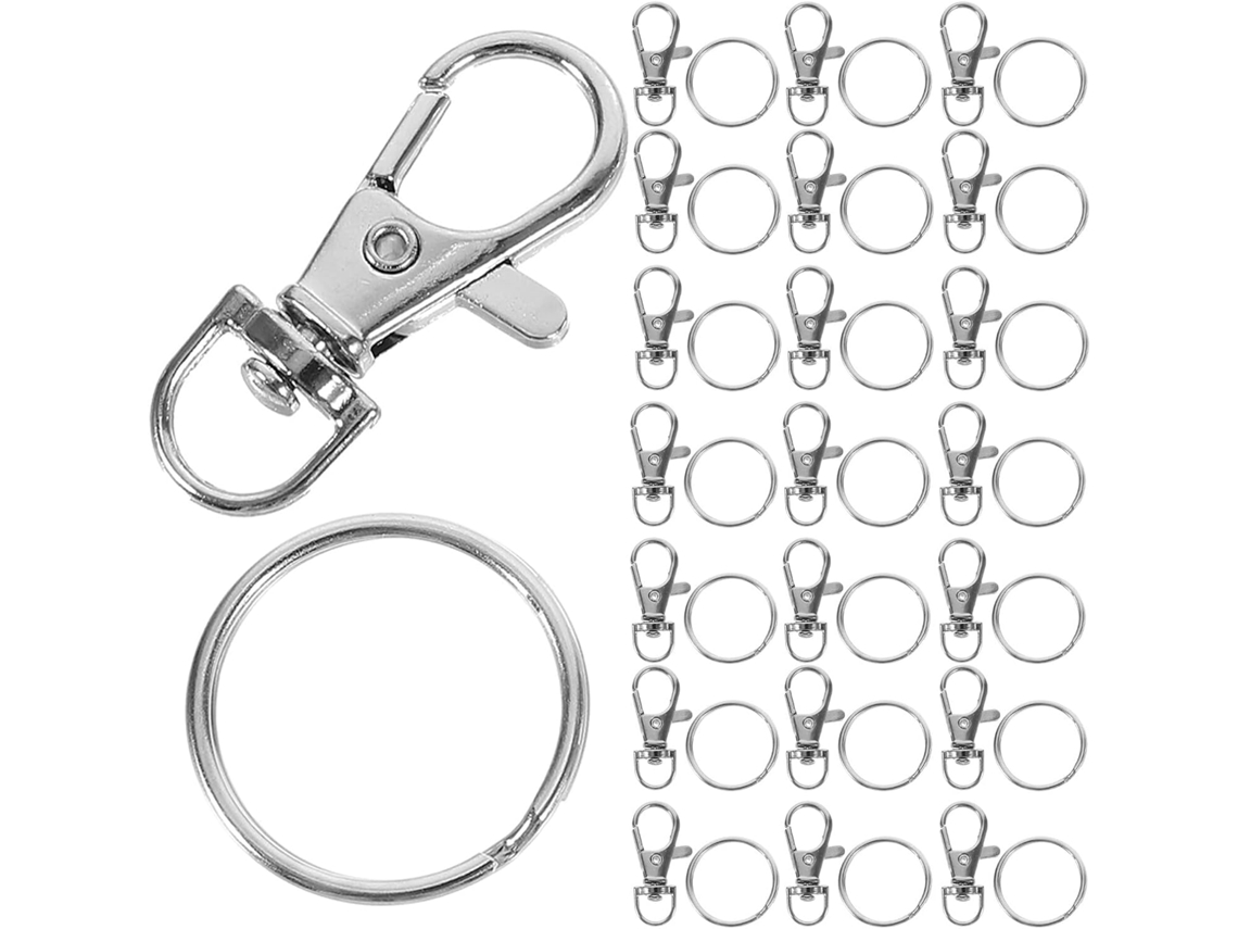 Conjunto De Anéis Metálicos Artesanato, Clips Chaveiro, Fecho Lagosta Giratório, 120 Peças, 60-ganchos, 60 Anéis