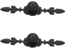 Conjunto De 2 Puxadores Em Liga Zinco Com Acabamento Fosco, Textura Ornamentada, Design Elegante Esculpido Na Cor Preta