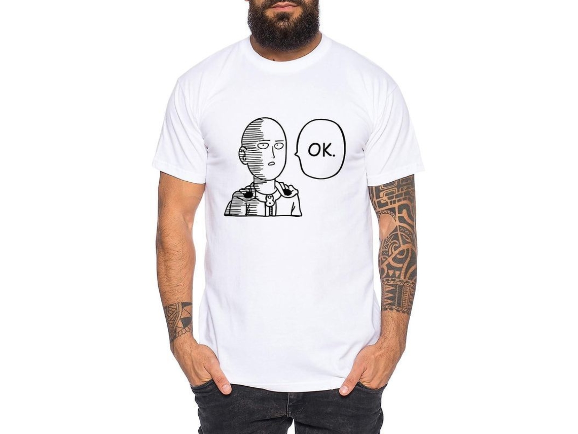 2026 camiseta Homem Saitama Punch One Anime Manga de Algodão 100% com Estampa de Alta Qualidade