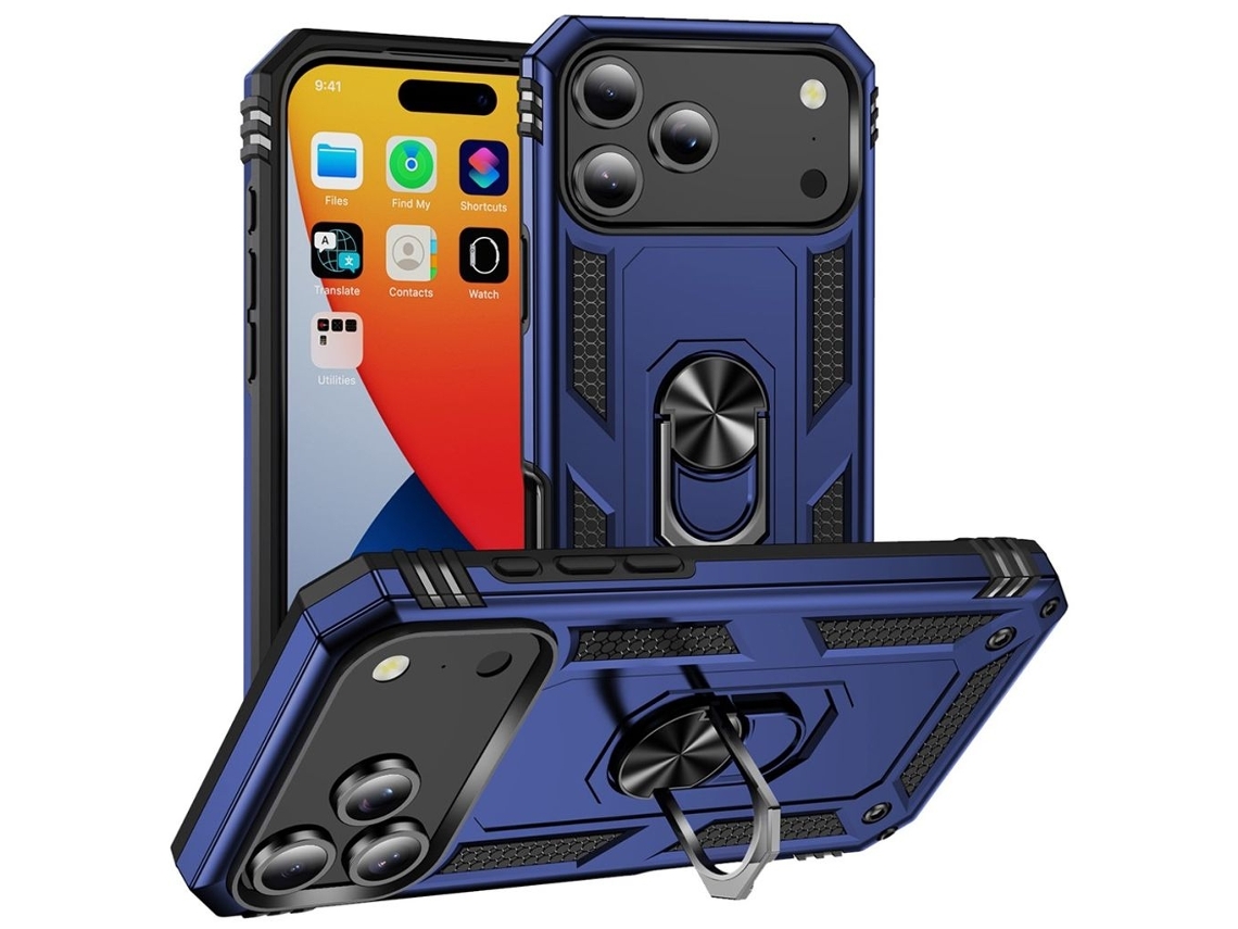 Capa Para Iphone 17 Pro Max Com Suporte De Anel - Azul
